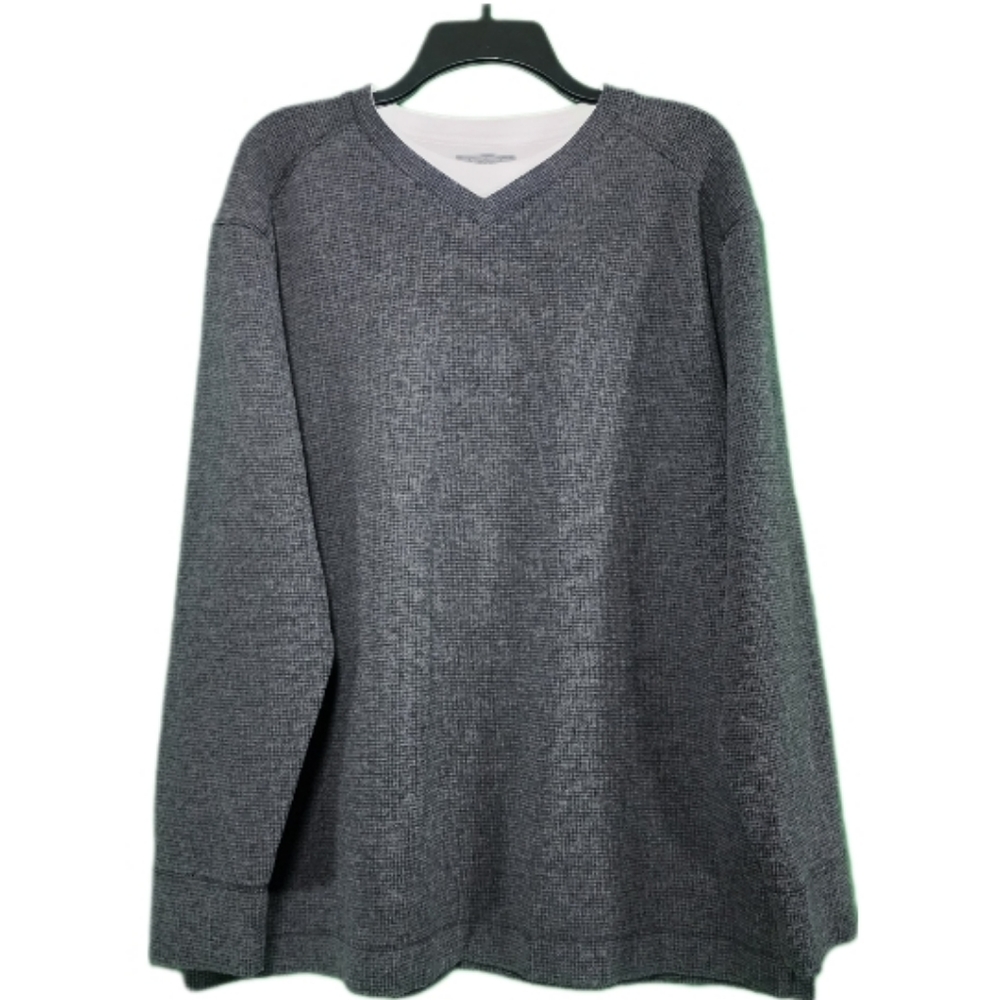 Method Brand Grey V-Neck Long-Sleeve Shirt, Men's Large